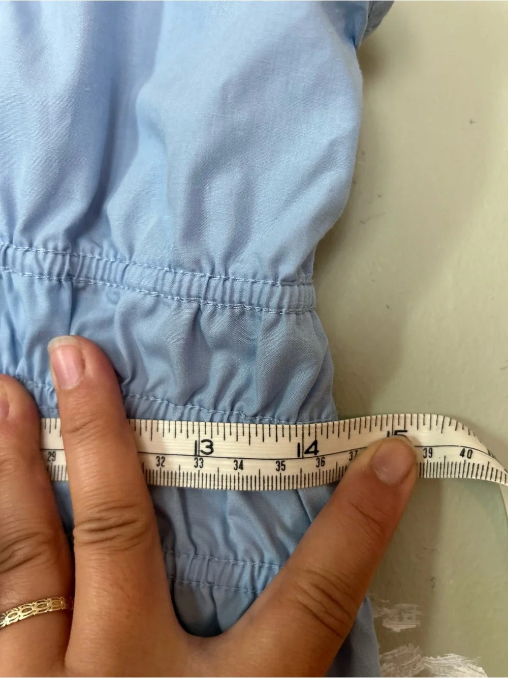 Light Blue Peasant Maxi Dress with Smocked Waist and pockets